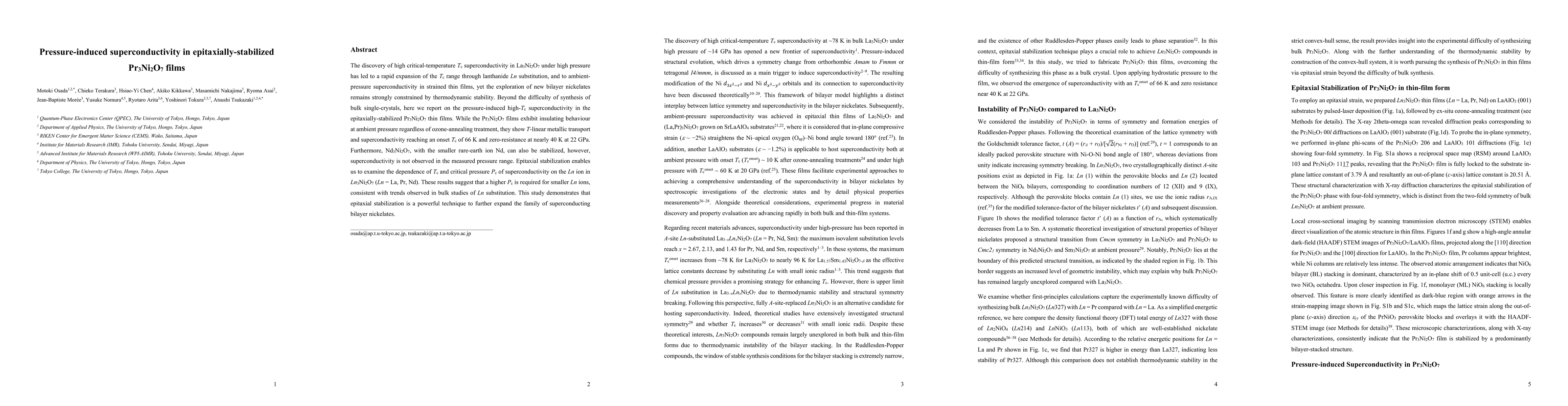Thumbnail for Pressure-induced superconductivity in epitaxially-stabilized Pr$_3$Ni$_2$O$_7$ films