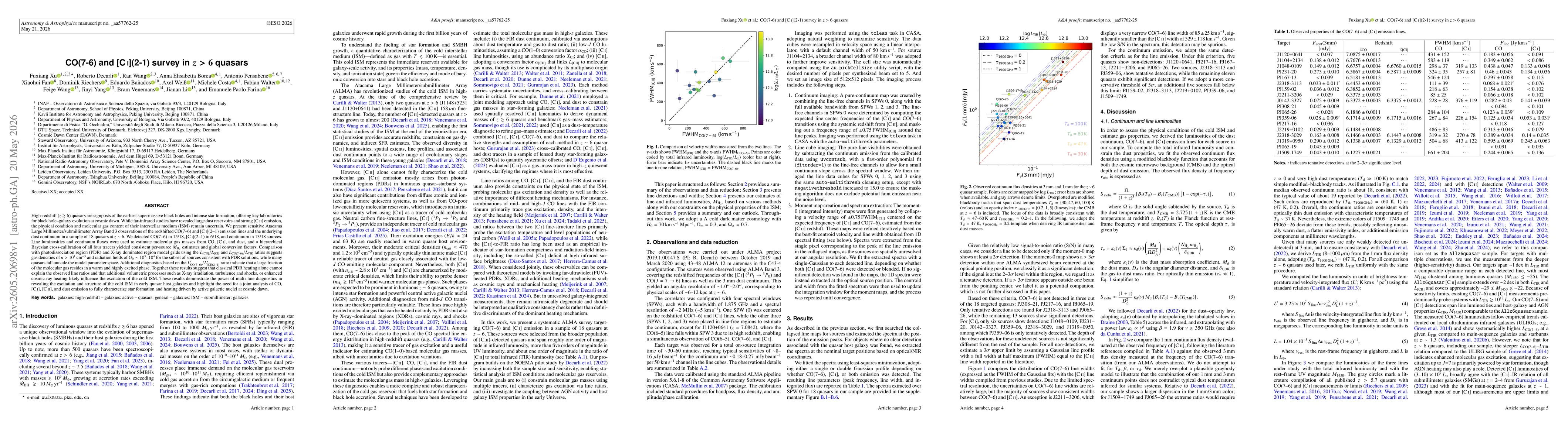 Thumbnail for CO(7-6) and [C I](2-1) survey in z > 6 quasars