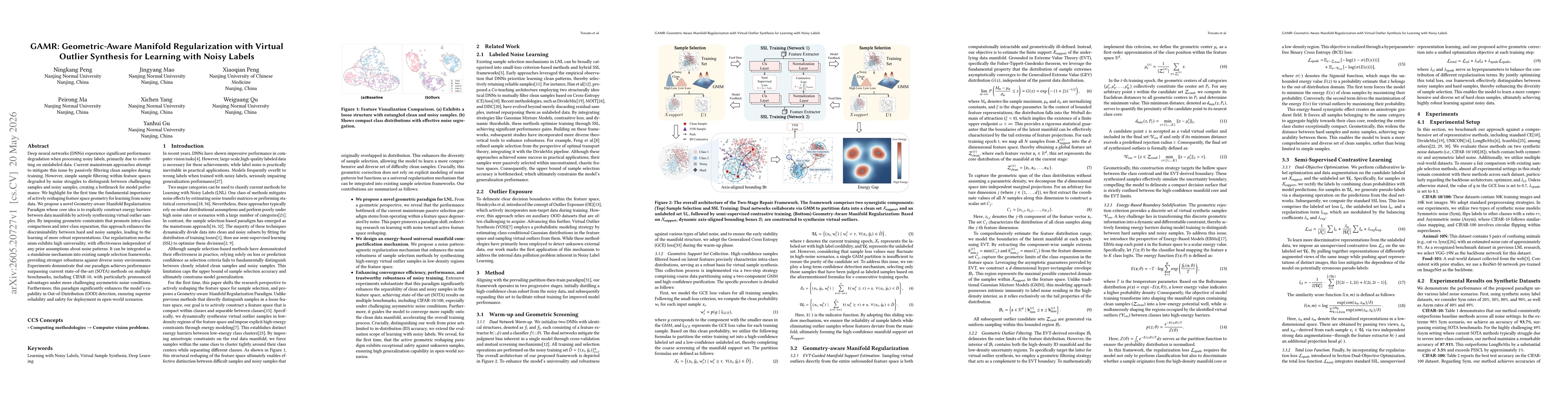 Thumbnail for GAMR: Geometric-Aware Manifold Regularization with Virtual Outlier Synthesis for Learning with Noisy Labels