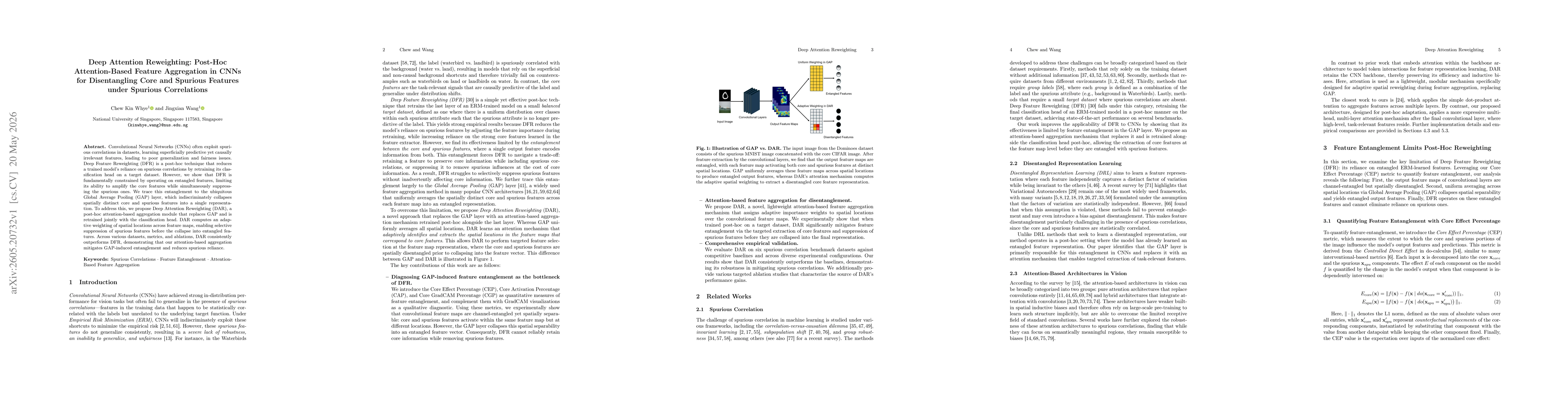 Thumbnail for Deep Attention Reweighting: Post-Hoc Attention-Based Feature Aggregation in CNNs for Disentangling Core and Spurious Features under Spurious Correlations