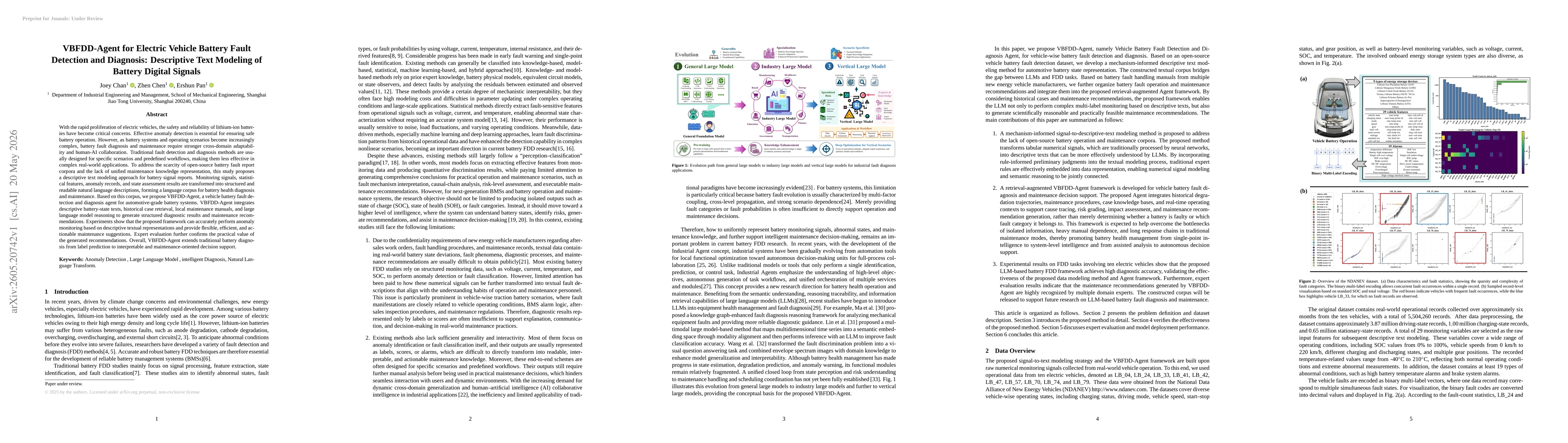 Thumbnail for VBFDD-Agent for Electric Vehicle Battery Fault Detection and Diagnosis: Descriptive Text Modeling of Battery Digital Signals