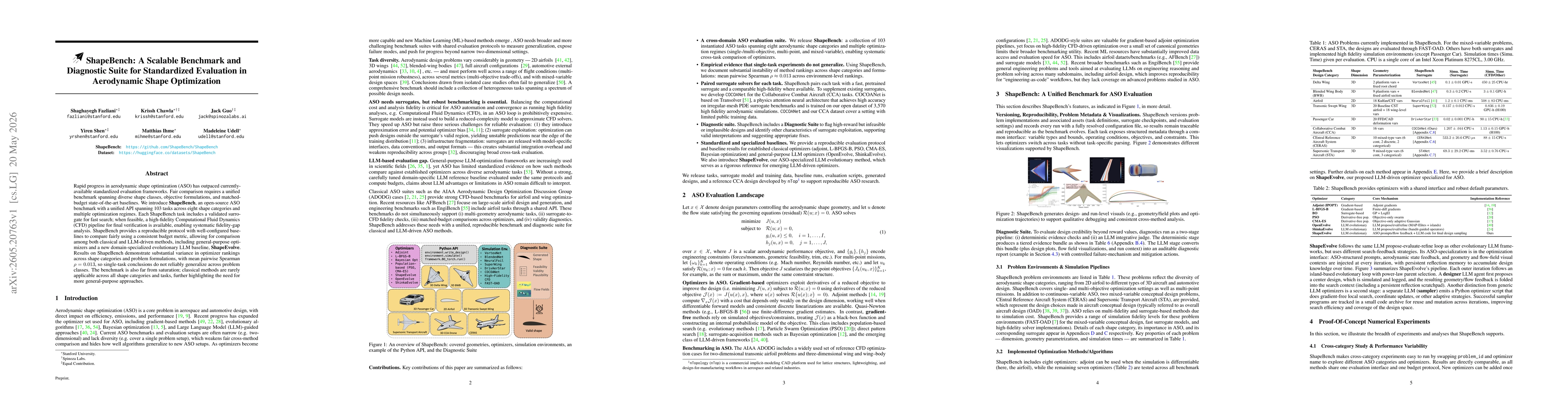 Thumbnail for ShapeBench: A Scalable Benchmark and Diagnostic Suite for Standardized Evaluation in Aerodynamic Shape Optimization