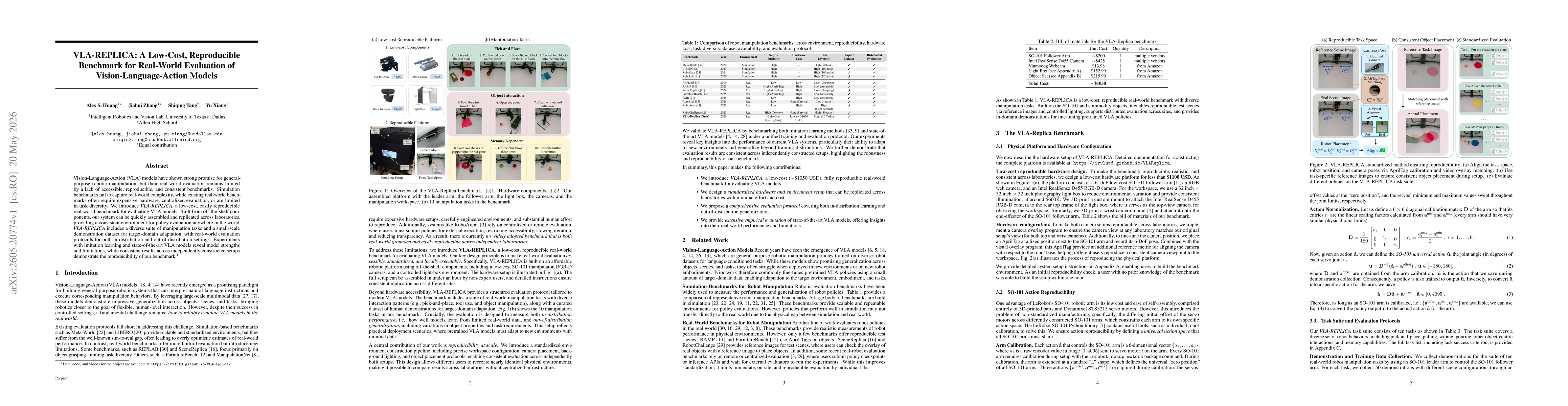 Thumbnail for VLA-REPLICA: A Low-Cost, Reproducible Benchmark for Real-World Evaluation of Vision-Language-Action Models