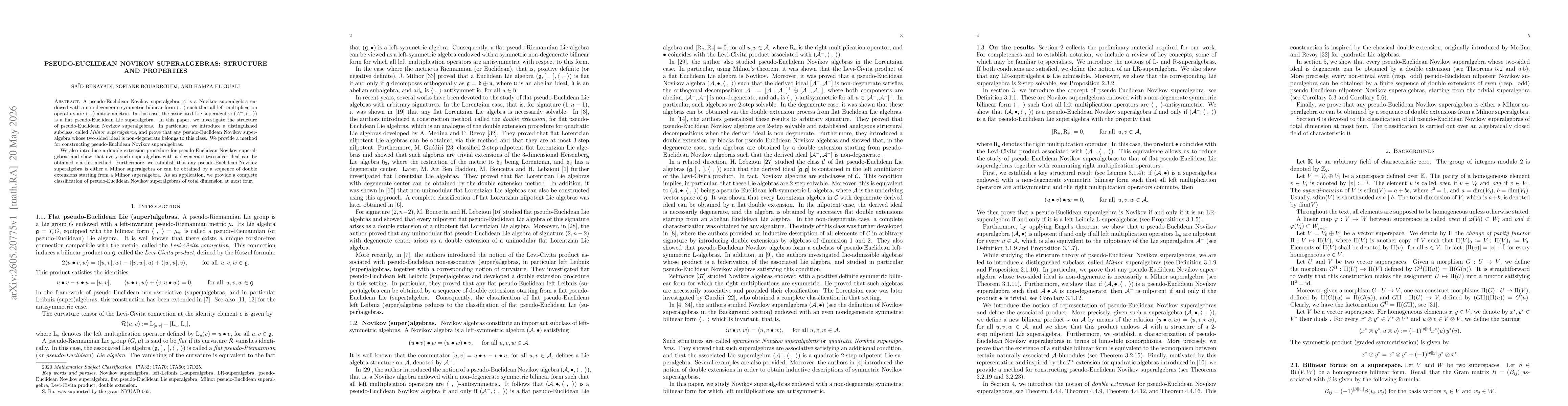 Thumbnail for Pseudo-Euclidean Novikov Superalgebras: Structure and Properties