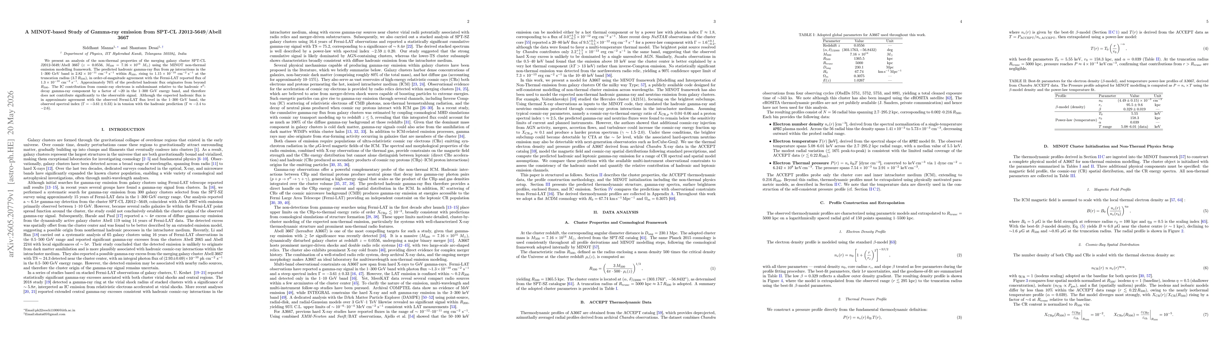 Thumbnail for A MINOT-based Study of Gamma-ray emission from SPT-CL J2012-5649/Abell 3667