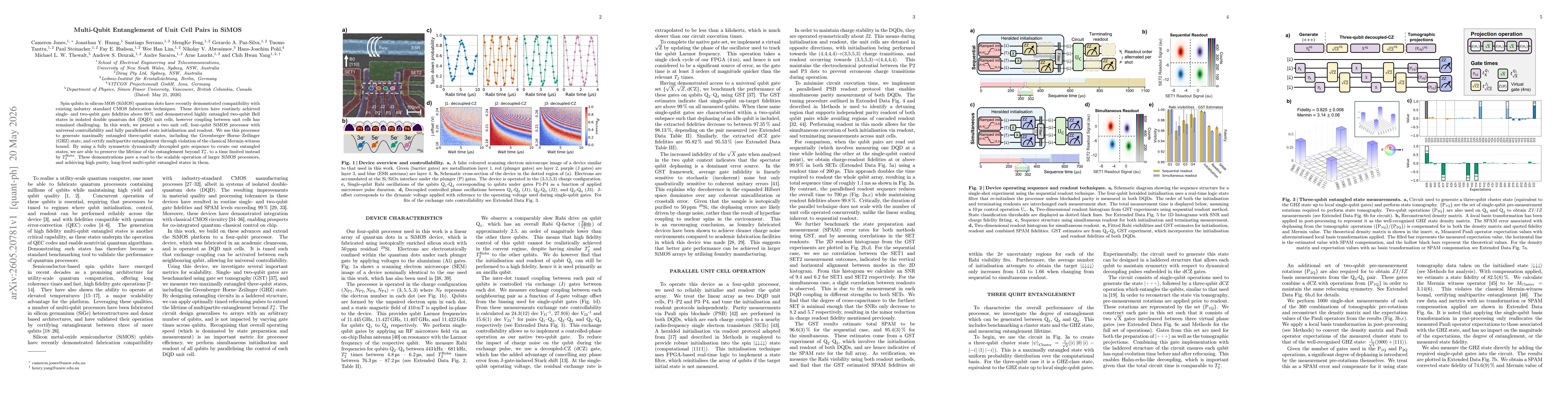 Thumbnail for Multi-Qubit Entanglement of Unit Cell Pairs in SiMOS