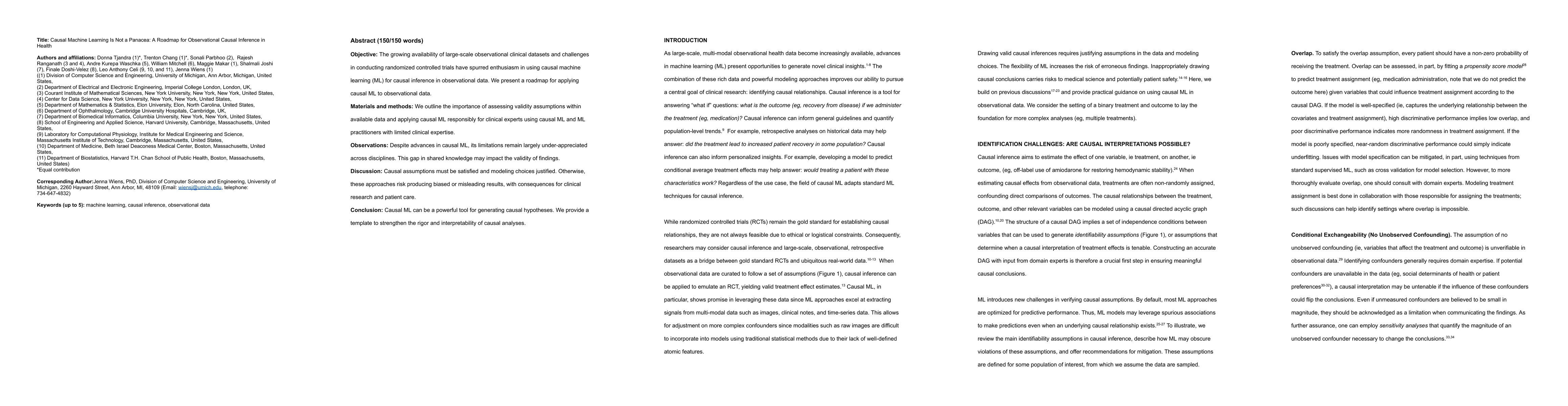Thumbnail for Causal Machine Learning Is Not a Panacea: A Roadmap for Observational Causal Inference in Health