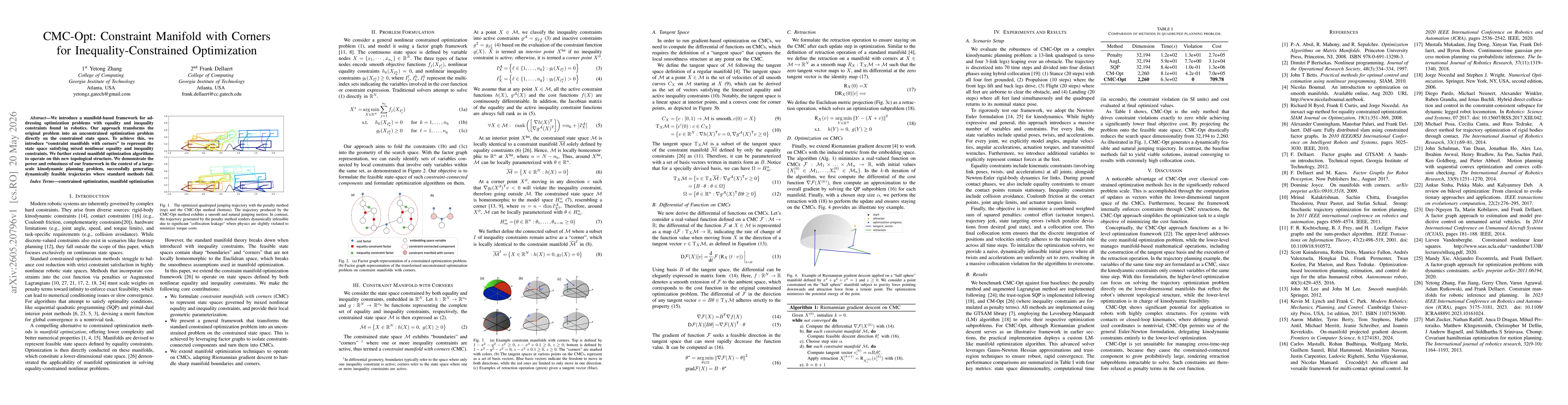 Thumbnail for CMC-Opt: Constraint Manifold with Corners for Inequality-Constrained Optimization