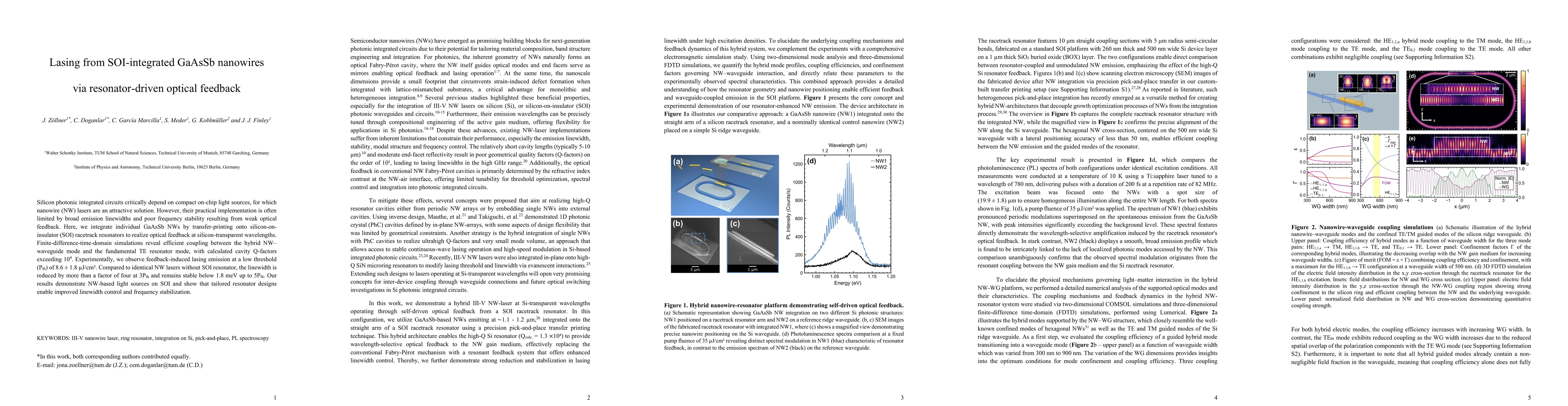 Thumbnail for Lasing from SOI-integrated GaAsSb nanowires via resonator-driven optical feedback