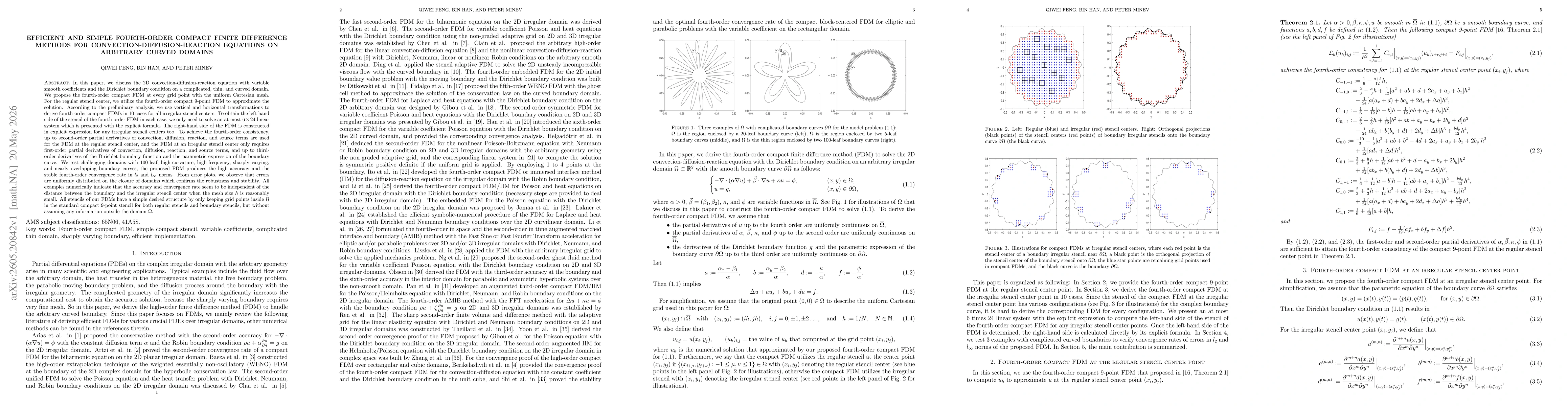 Thumbnail for Efficient and simple fourth-order compact finite difference methods for convection-diffusion-reaction equations on arbitrary curved domains