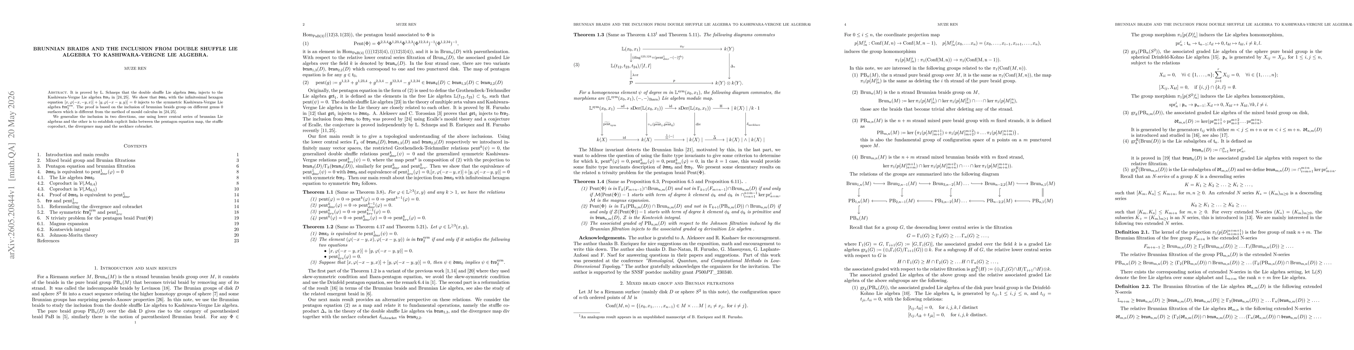 Thumbnail for Brunnian braids and the inclusion from double shuffle Lie algebra to Kashiwara-Vergne Lie algebra
