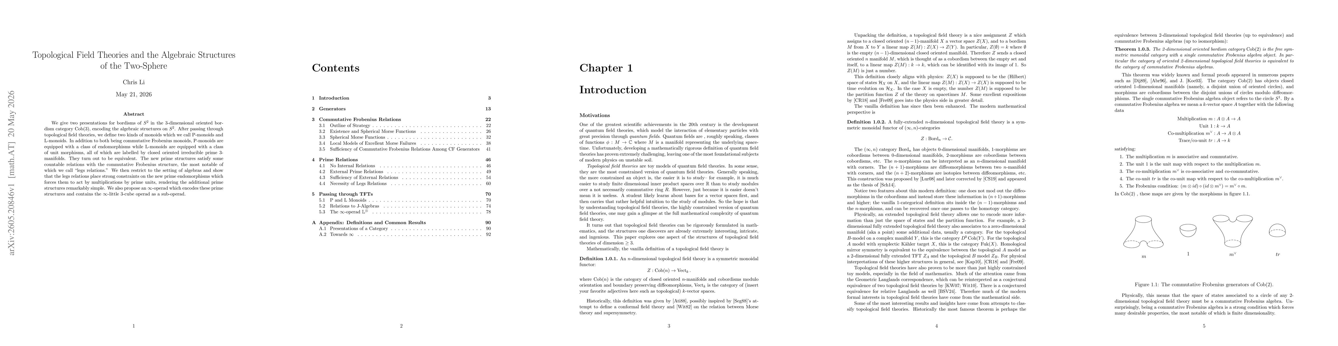 Thumbnail for Topological Field Theories and the Algebraic Structures of the Two-Sphere