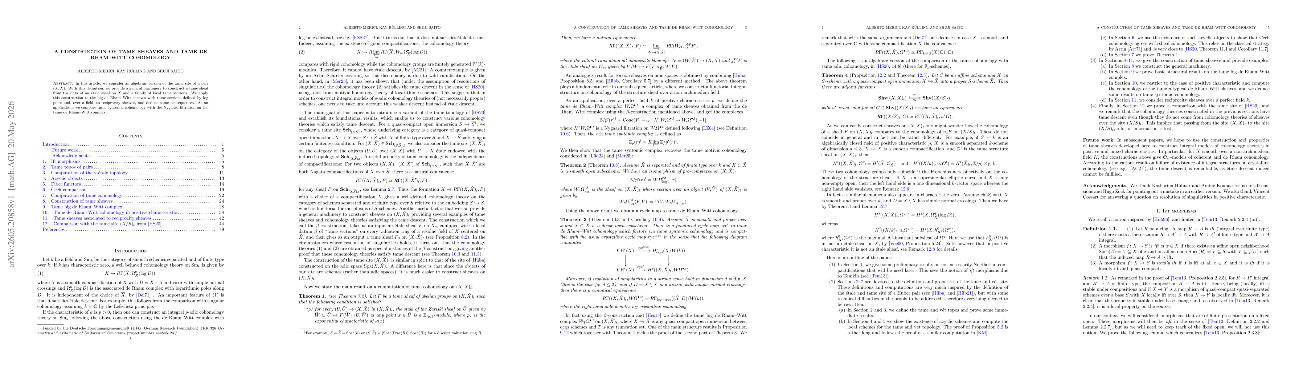 Thumbnail for A construction of tame sheaves and tame de Rham--Witt cohomology