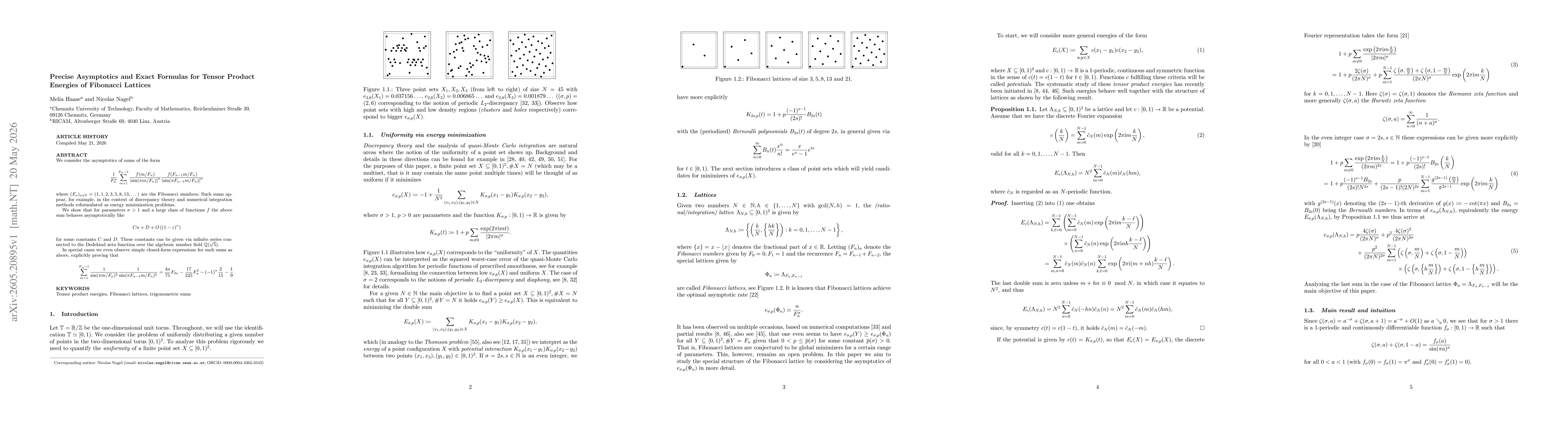 Thumbnail for Precise Asymptotics and Exact Formulas for Tensor Product Energies of Fibonacci Lattices