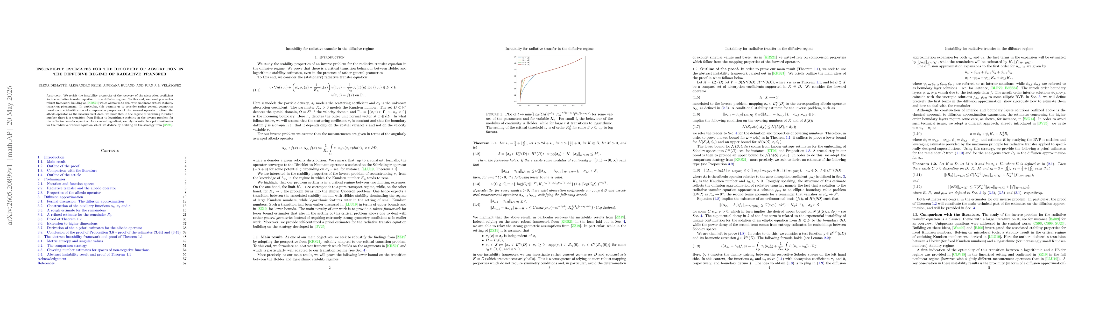 Thumbnail for Instability estimates for the recovery of absorption in the diffusive regime of radiative transfer