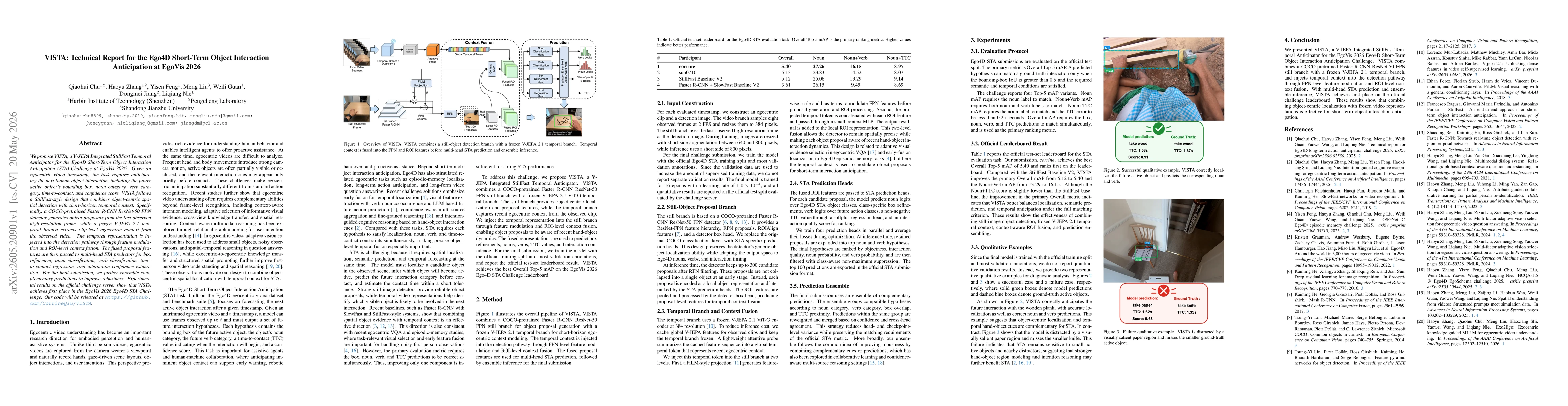 Thumbnail for VISTA: Technical Report for the Ego4D Short-Term Object Interaction Anticipation at EgoVis 2026