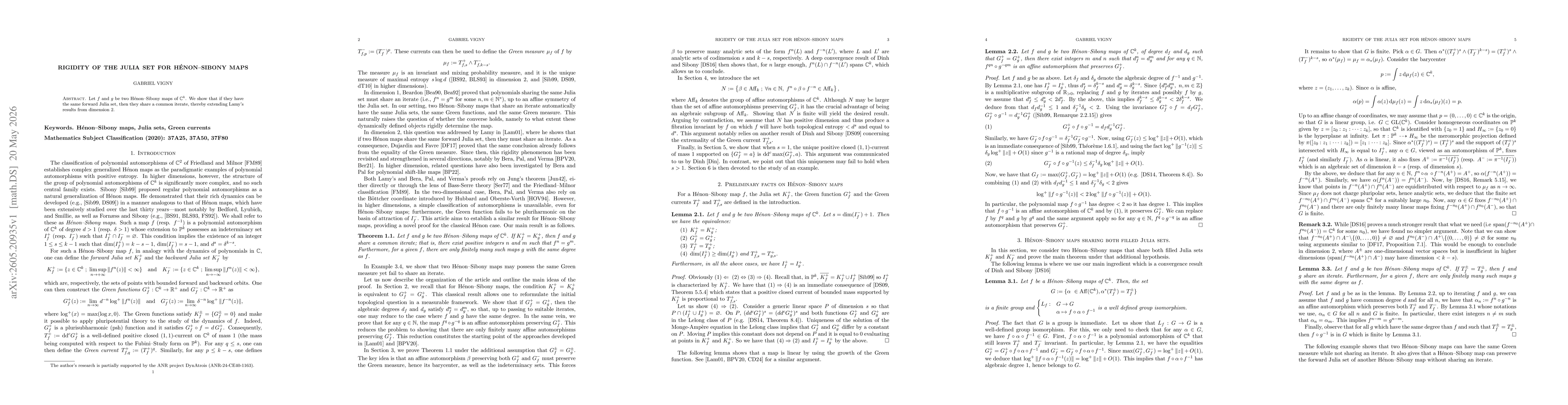 Thumbnail for Rigidity of the Julia set for Hénon-Sibony maps