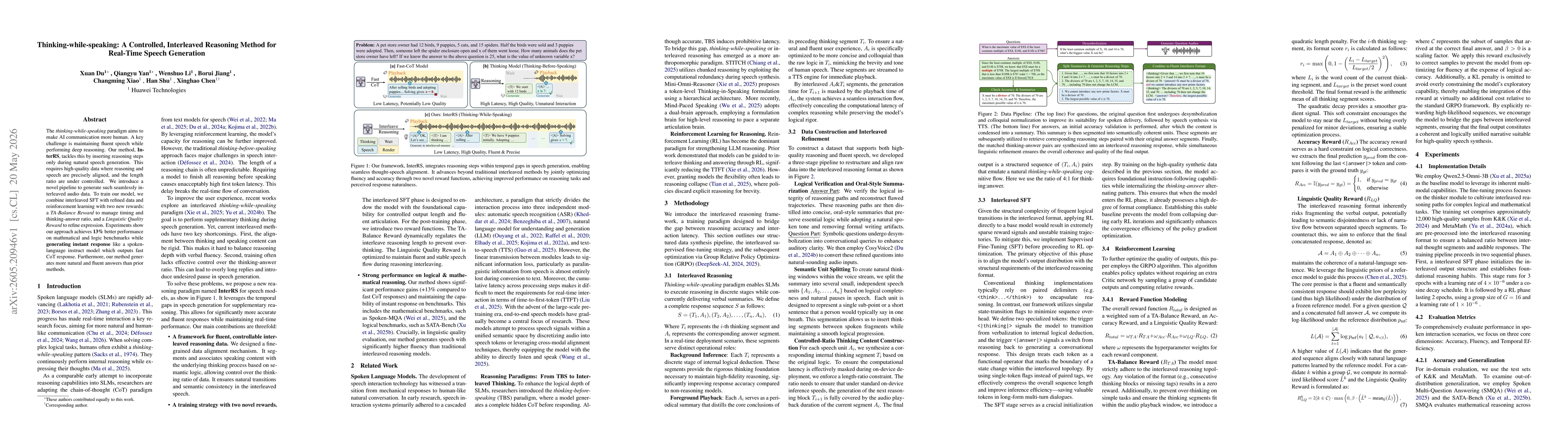 Thumbnail for Thinking-while-speaking: A Controlled, Interleaved Reasoning Method for Real-Time Speech Generation
