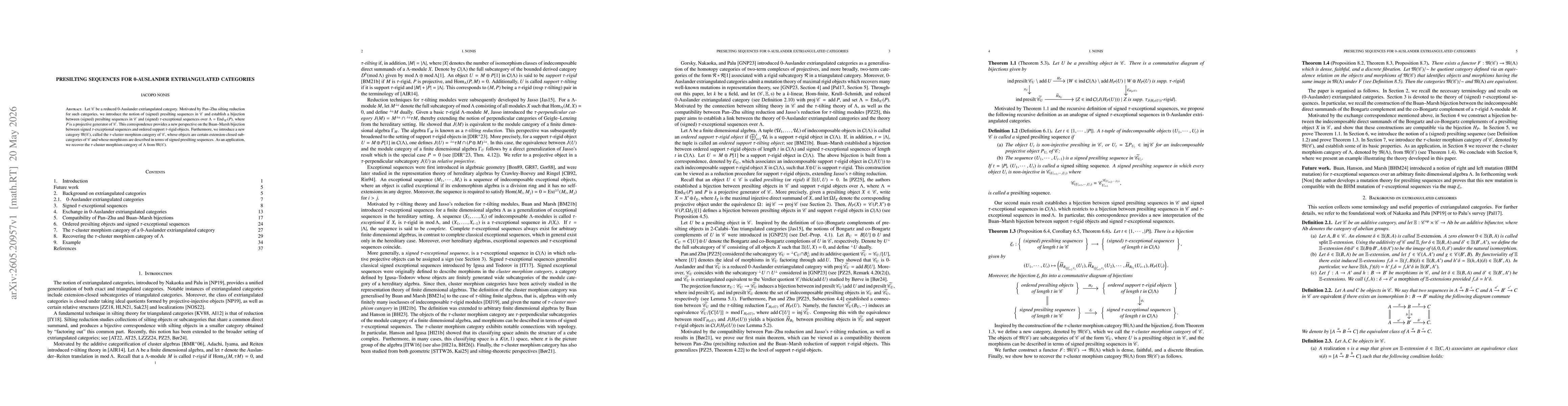 Thumbnail for Presilting sequences for 0-Auslander extriangulated categories