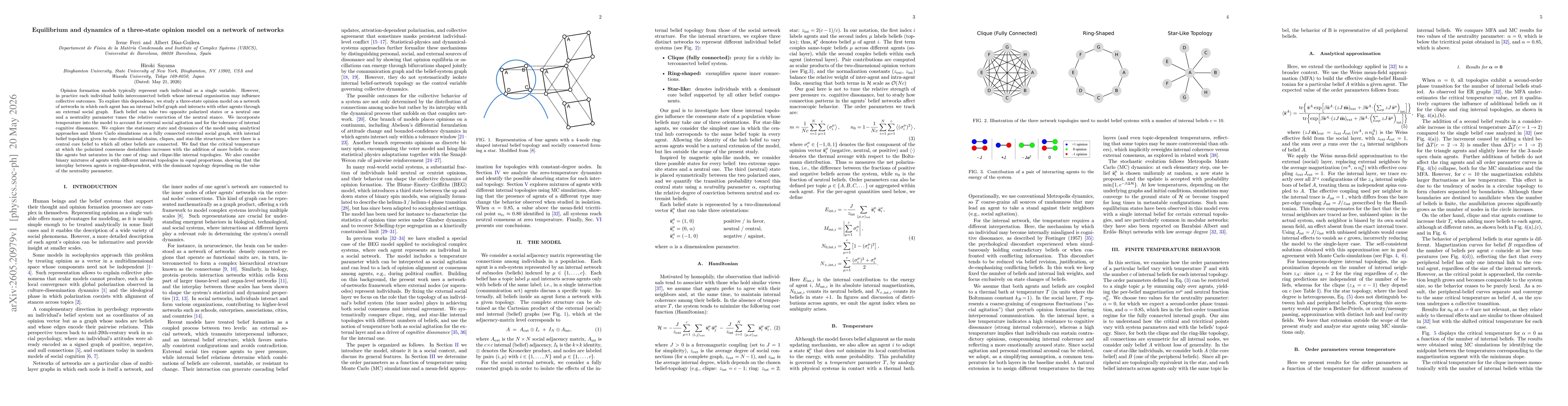 Thumbnail for Equilibrium and dynamics of a three-state opinion model on a network of networks