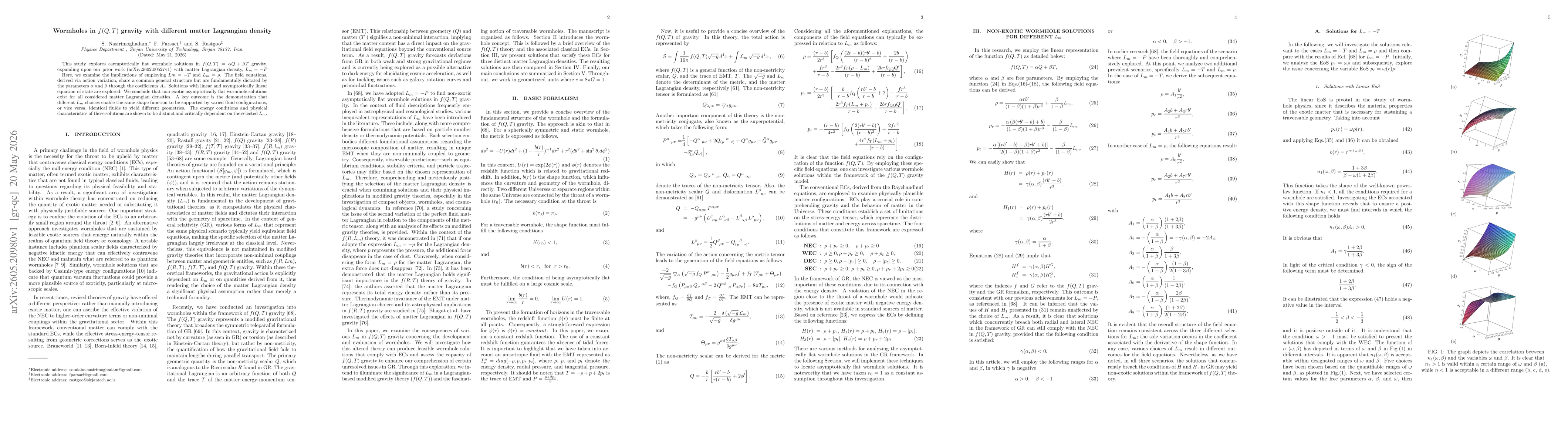 Thumbnail for Wormholes in $f(Q,T)$ gravity with different matter Lagrangian density
