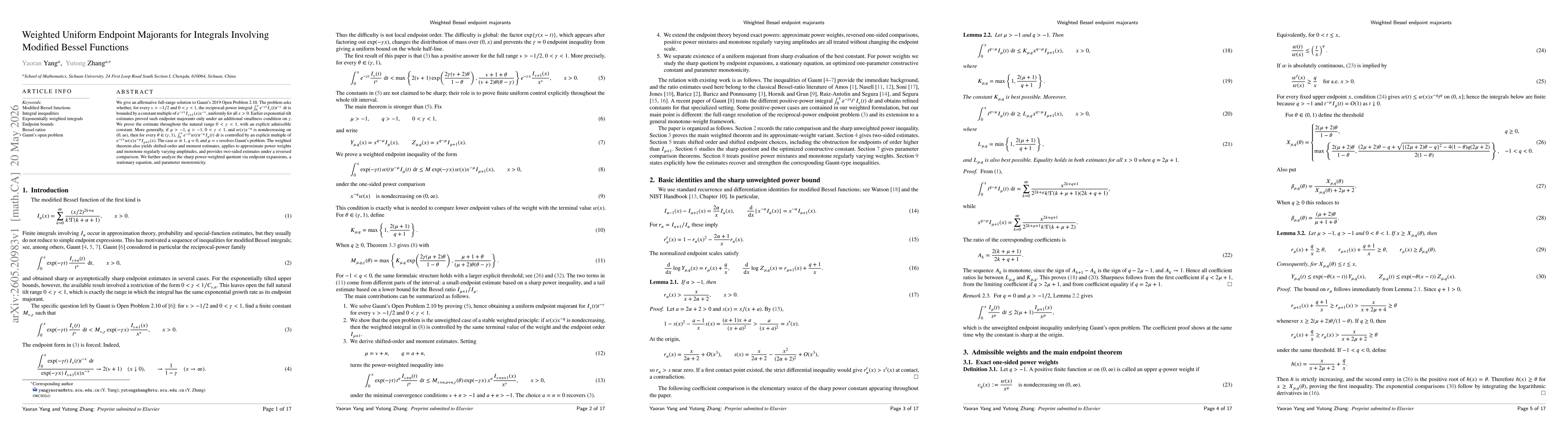 Thumbnail for Weighted Uniform Endpoint Majorants for Integrals Involving Modified Bessel Functions