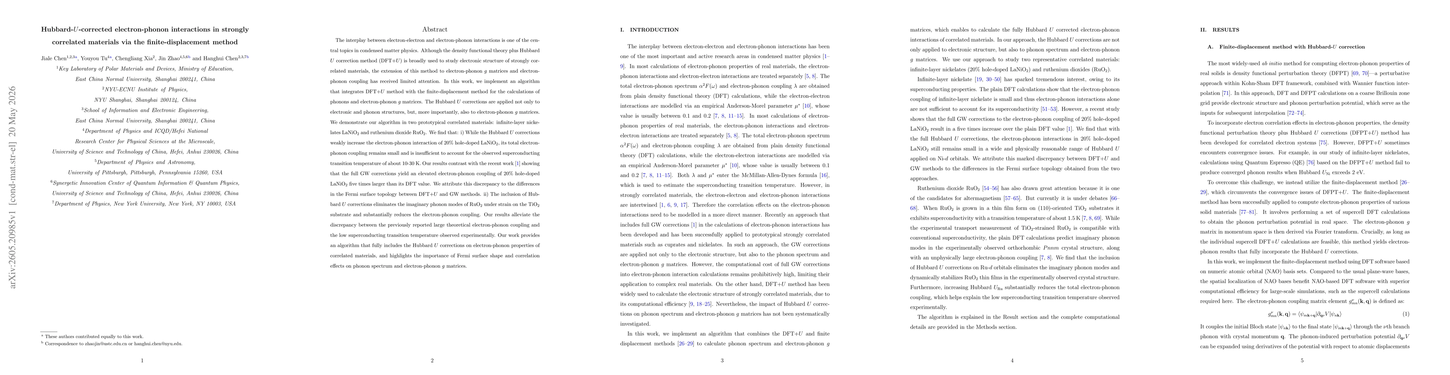 Thumbnail for Hubbard-$U$-corrected electron-phonon interactions in strongly correlated materials via the finite-displacement method