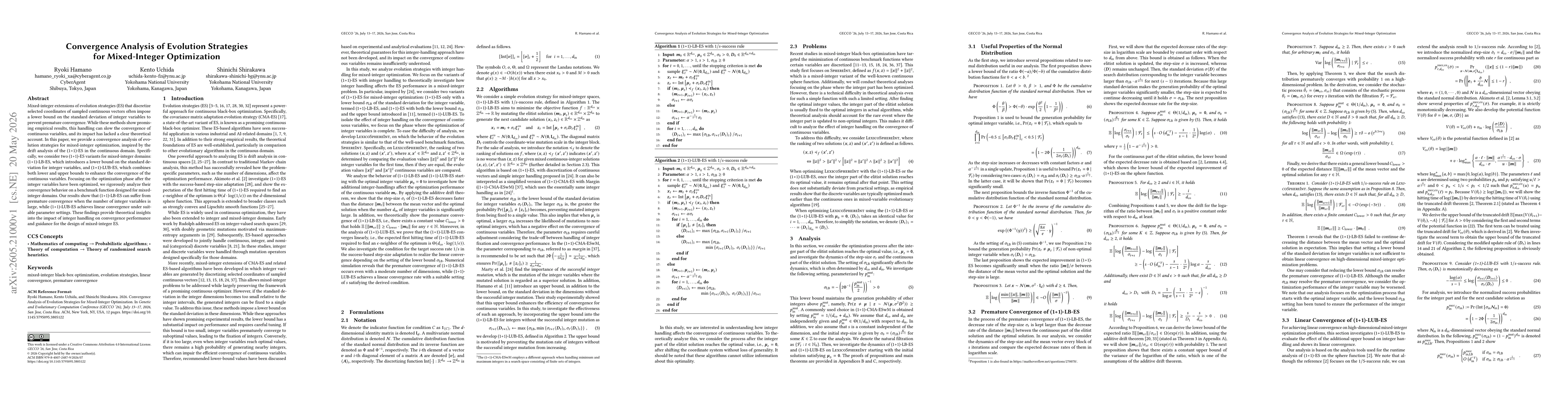 Thumbnail for Convergence Analysis of Evolution Strategies for Mixed-Integer Optimization