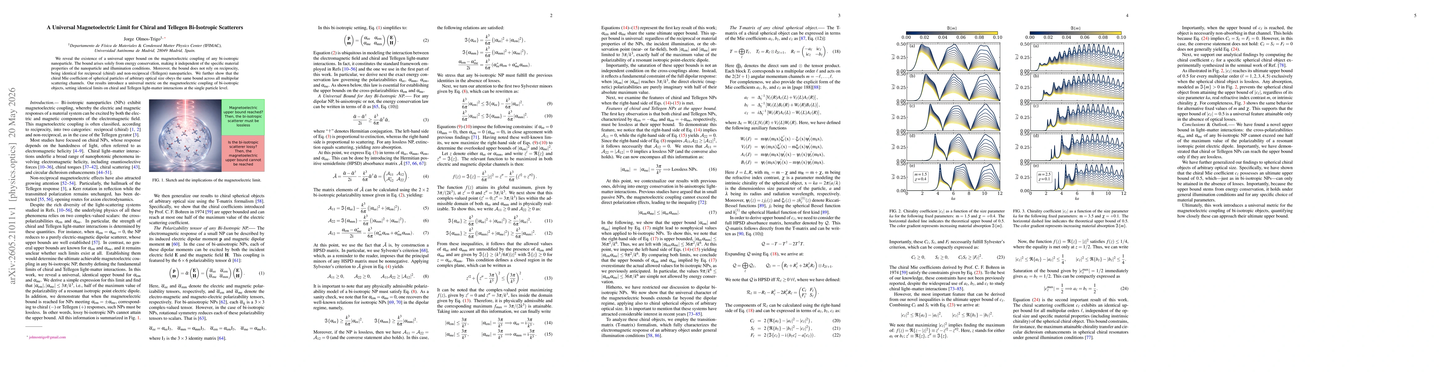 Thumbnail for A Universal Magnetoelectric Limit for Chiral and Tellegen Bi-Isotropic Scatterers