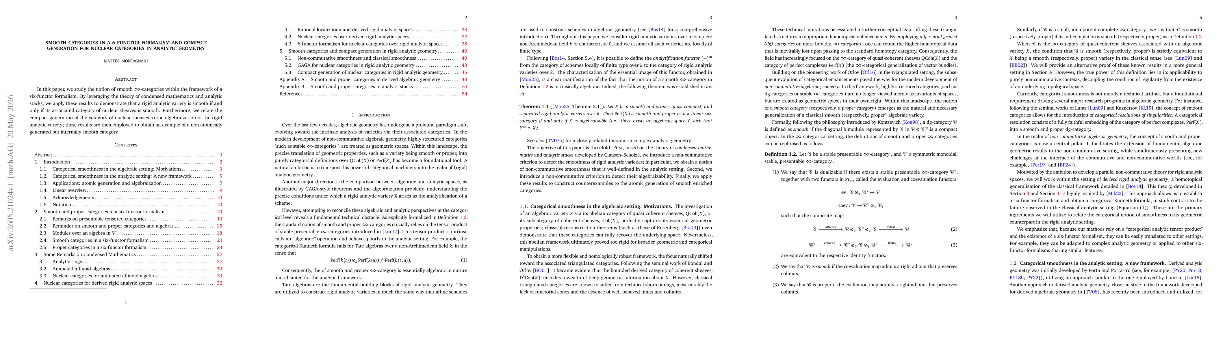 Thumbnail for Smooth categories in a 6 functor formalism and compact generation for nuclear categories in analytic geometry