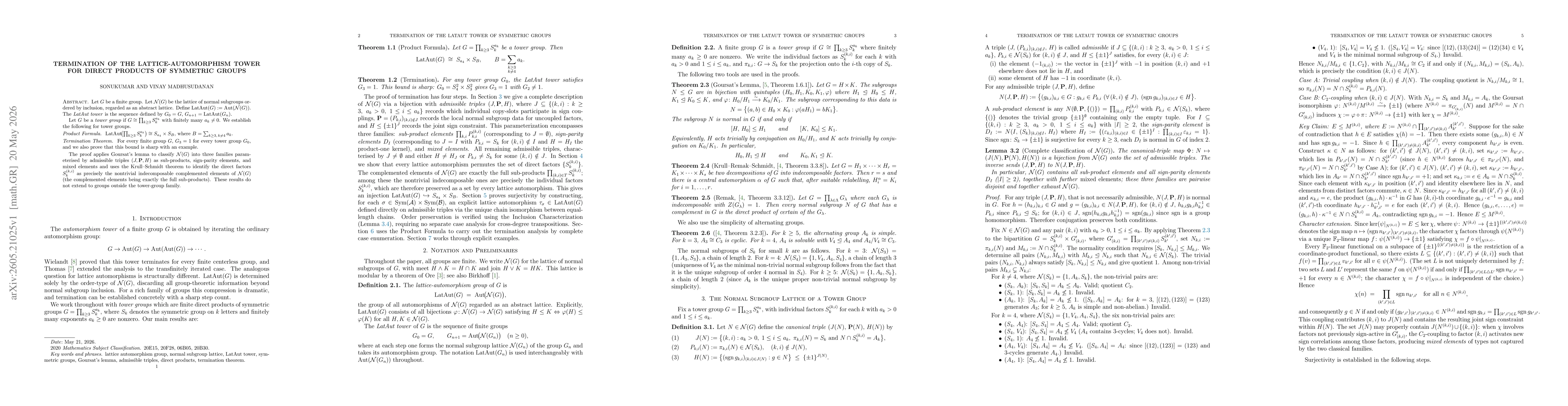 Thumbnail for Termination of the Lattice-Automorphism Tower for Direct Products of Symmetric Groups