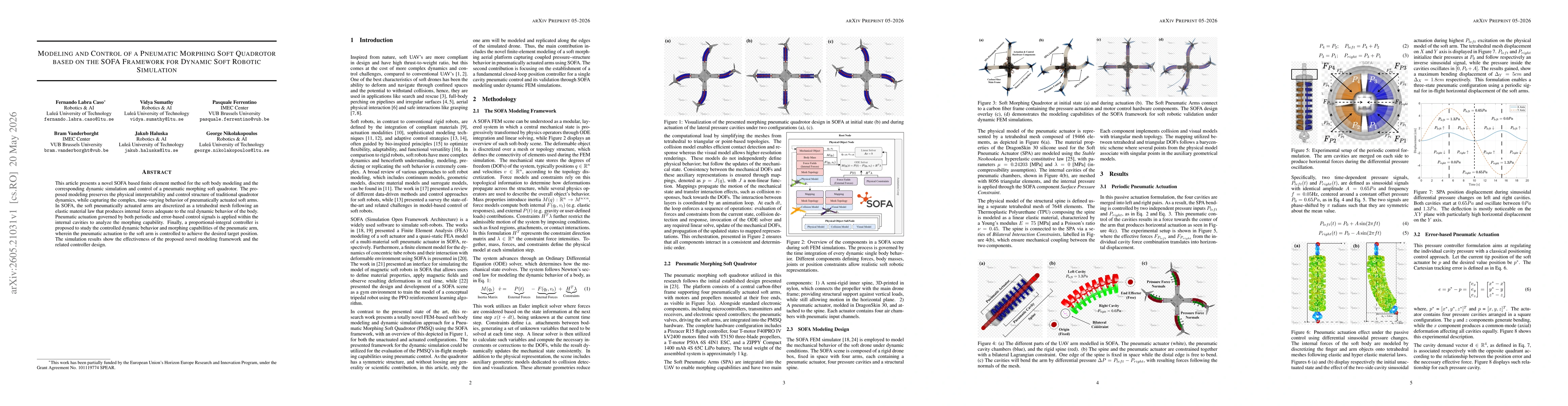 Thumbnail for Modeling and Control of a Pneumatic Morphing Soft Quadrotor based on the SOFA Framework for Dynamic Soft Robotic Simulation