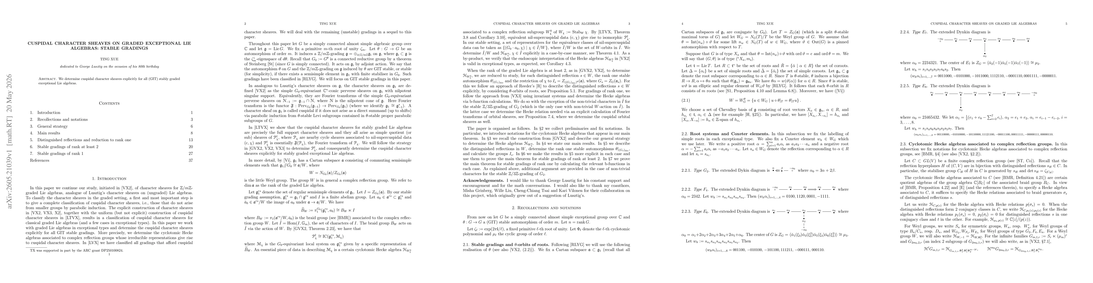 Thumbnail for Cuspidal character sheaves on graded exceptional Lie algebras: stable gradings