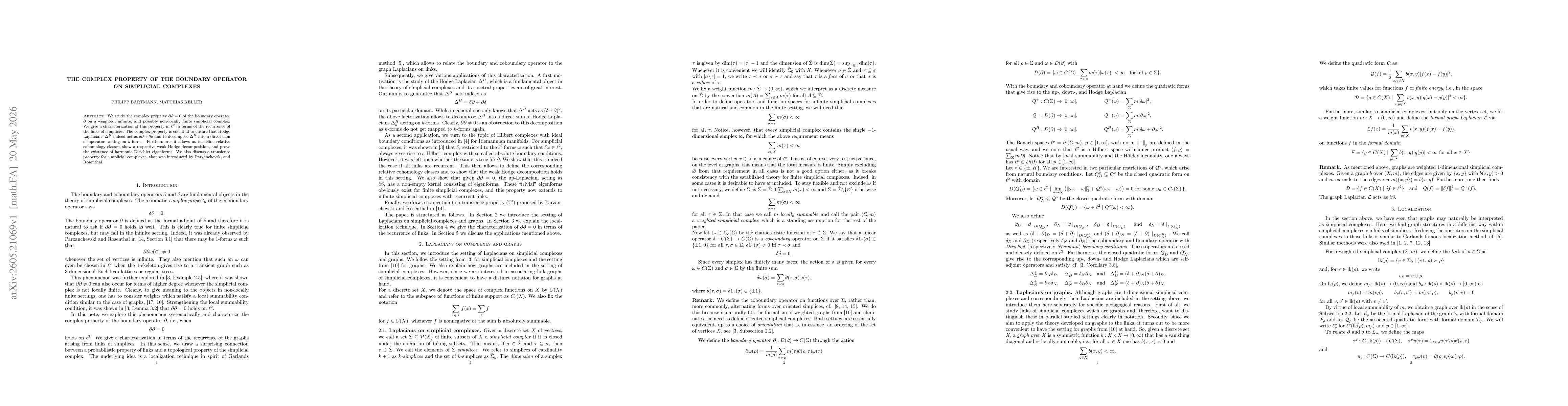 Thumbnail for The complex property of the boundary operator on simplicial complexes