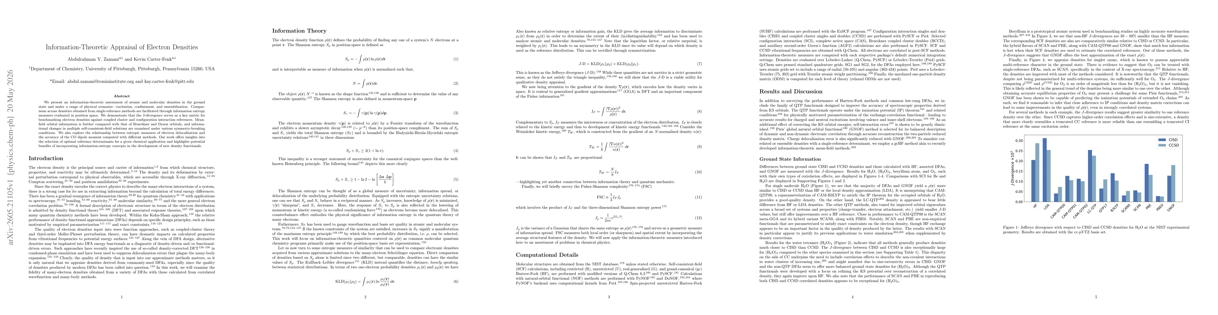 Thumbnail for Information-Theoretic Appraisal of Electron Densities