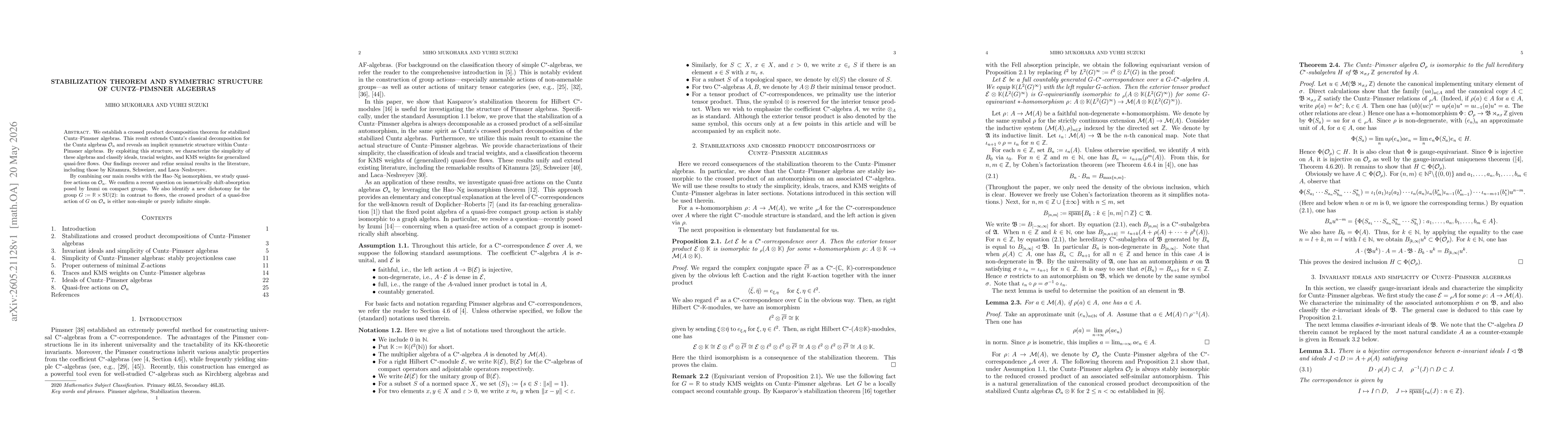 Thumbnail for Stabilization theorem and symmetric structure of Cuntz--Pimsner algebras