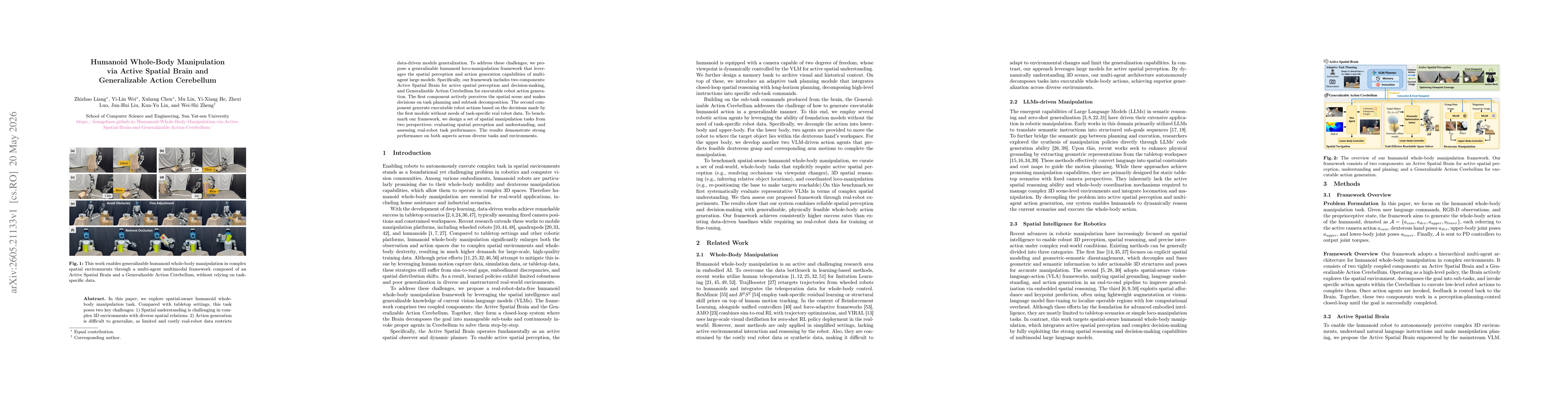 Thumbnail for Humanoid Whole-Body Manipulation via Active Spatial Brain and Generalizable Action Cerebellum
