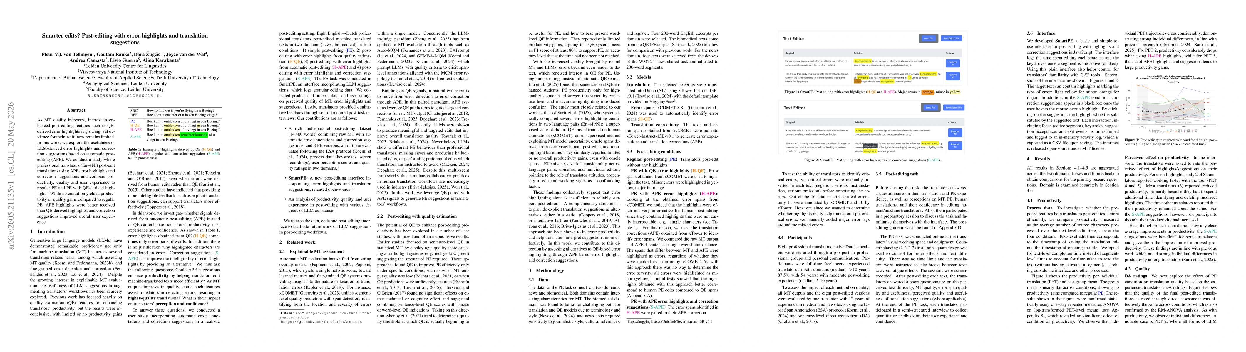 Thumbnail for Smarter edits? Post-editing with error highlights and translation suggestions
