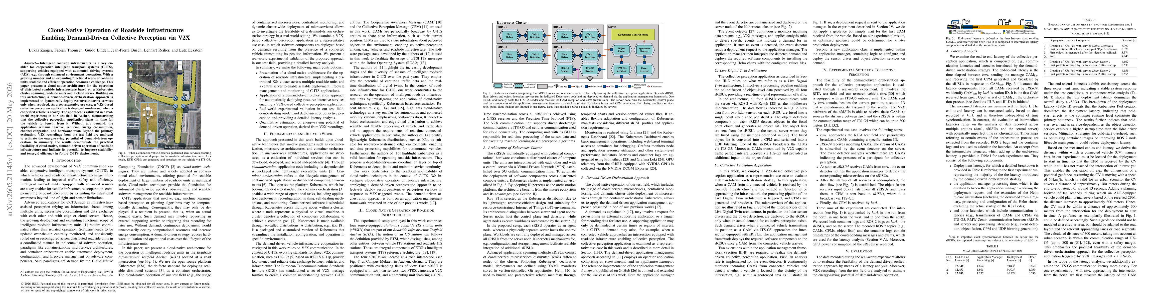 Thumbnail for Cloud-Native Operation of Roadside Infrastructure Enabling Demand-Driven Collective Perception via V2X