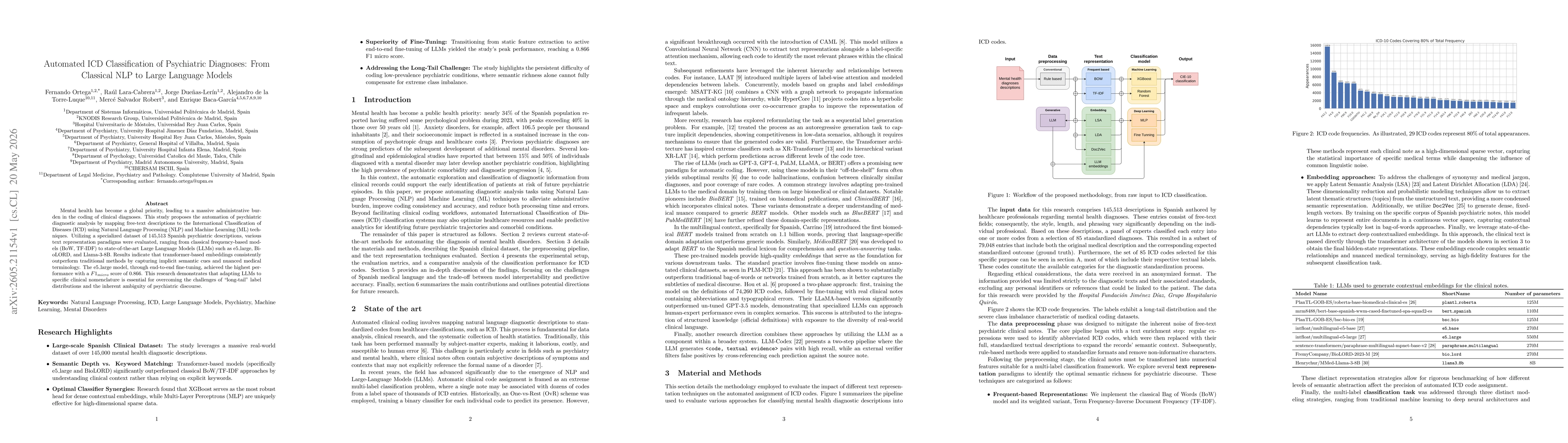 Thumbnail for Automated ICD Classification of Psychiatric Diagnoses: From Classical NLP to Large Language Models