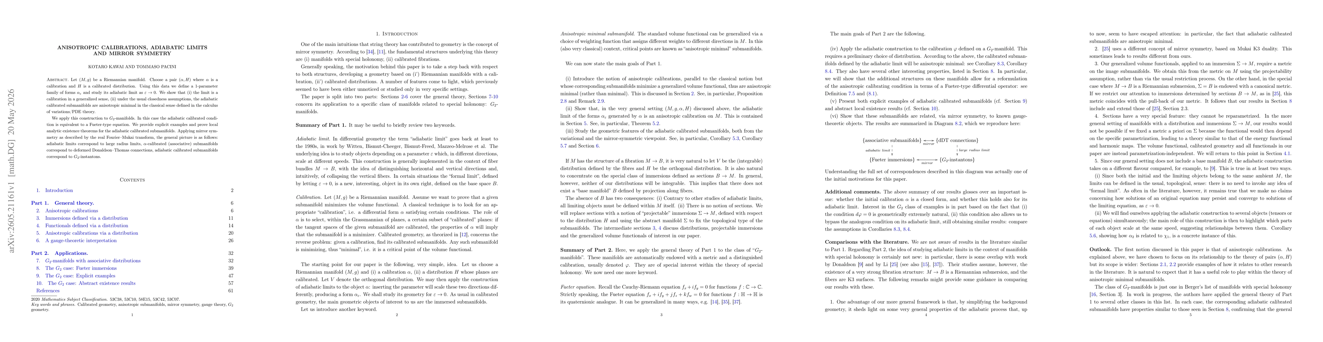 Thumbnail for Anisotropic calibrations, adiabatic limits and mirror symmetry