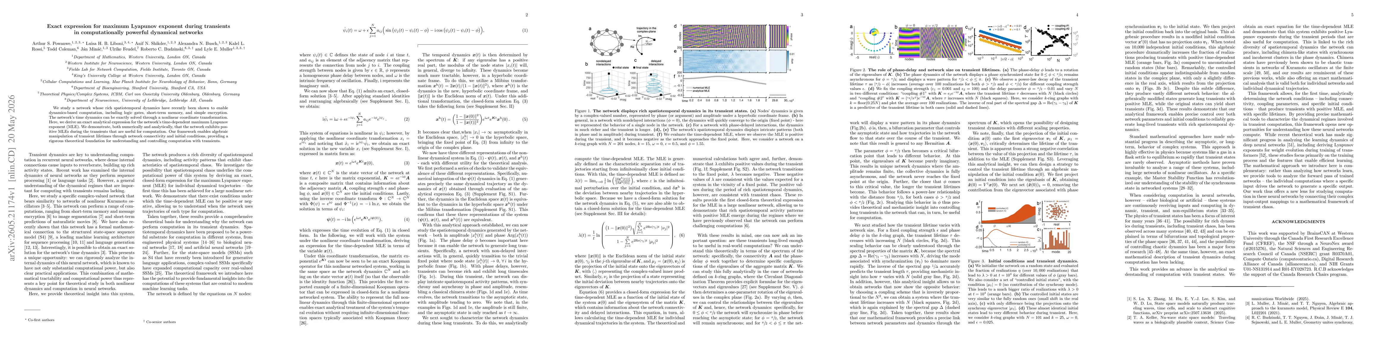 Thumbnail for Exact expression for maximum Lyapunov exponent during transients in computationally powerful dynamical networks