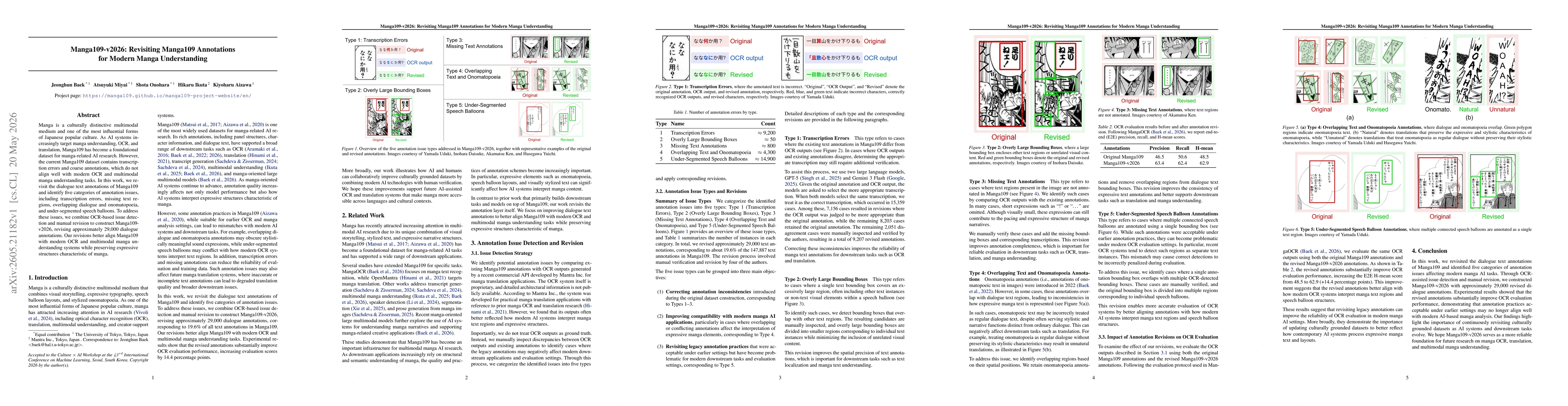Thumbnail for Manga109-v2026: Revisiting Manga109 Annotations for Modern Manga Understanding