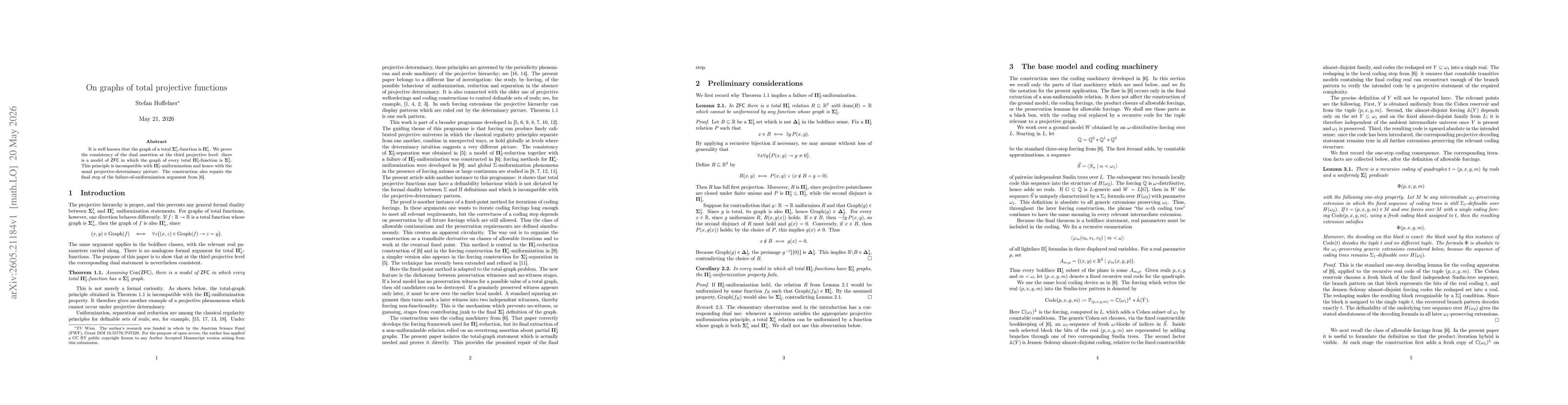 Thumbnail for On graphs of total projective functions