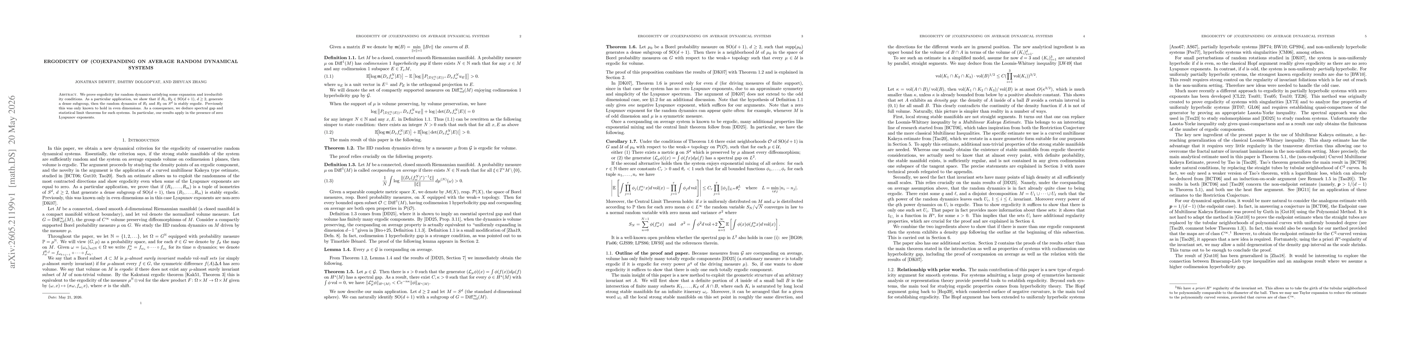 Thumbnail for Ergodicity of (co)expanding on average random dynamical systems