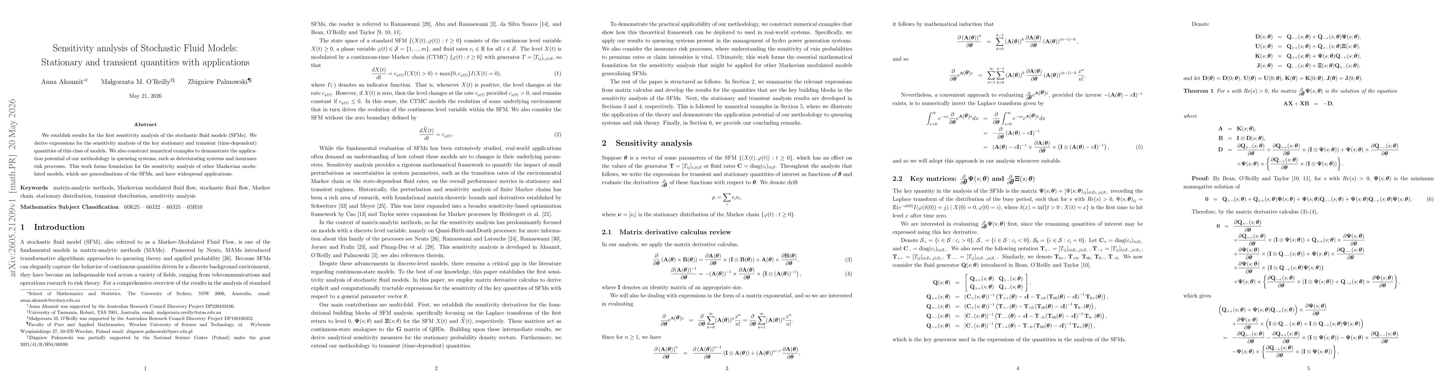 Thumbnail for Sensitivity analysis of Stochastic Fluid Models: Stationary and transient quantities with applications