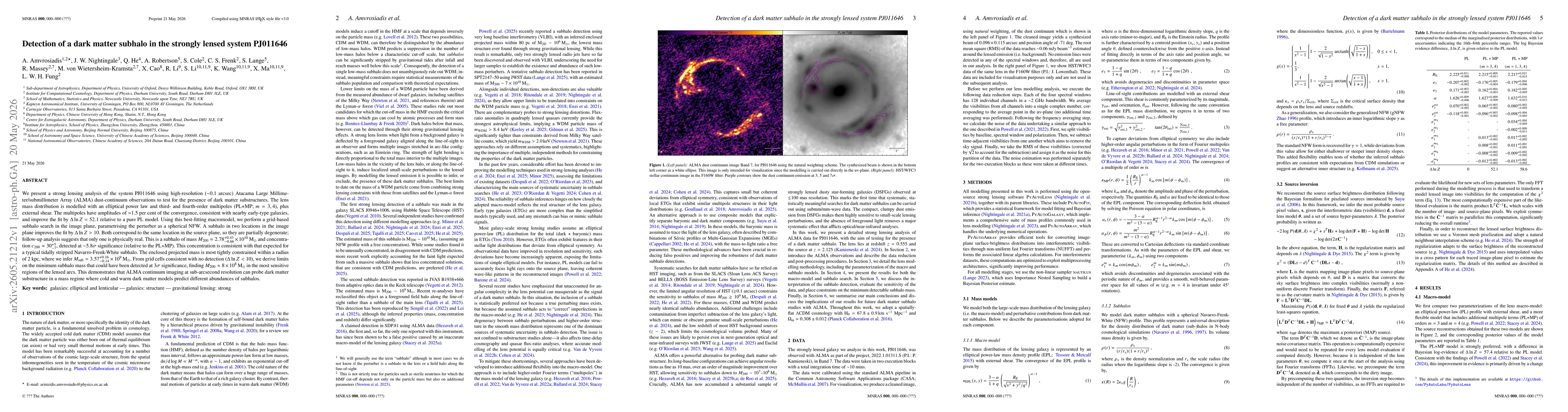 Thumbnail for Detection of a dark matter subhalo in the strongly lensed system PJ011646