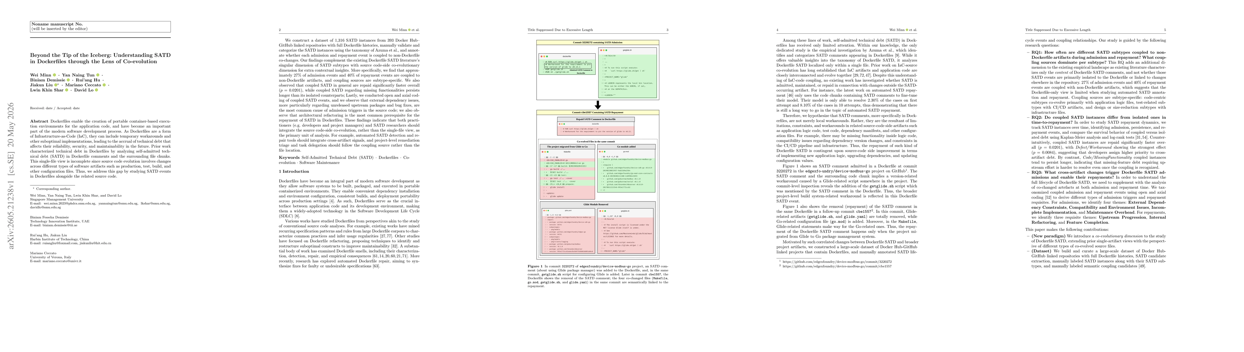 Thumbnail for Beyond the Tip of the Iceberg: Understanding SATD in Dockerfiles through the Lens of Co-evolution