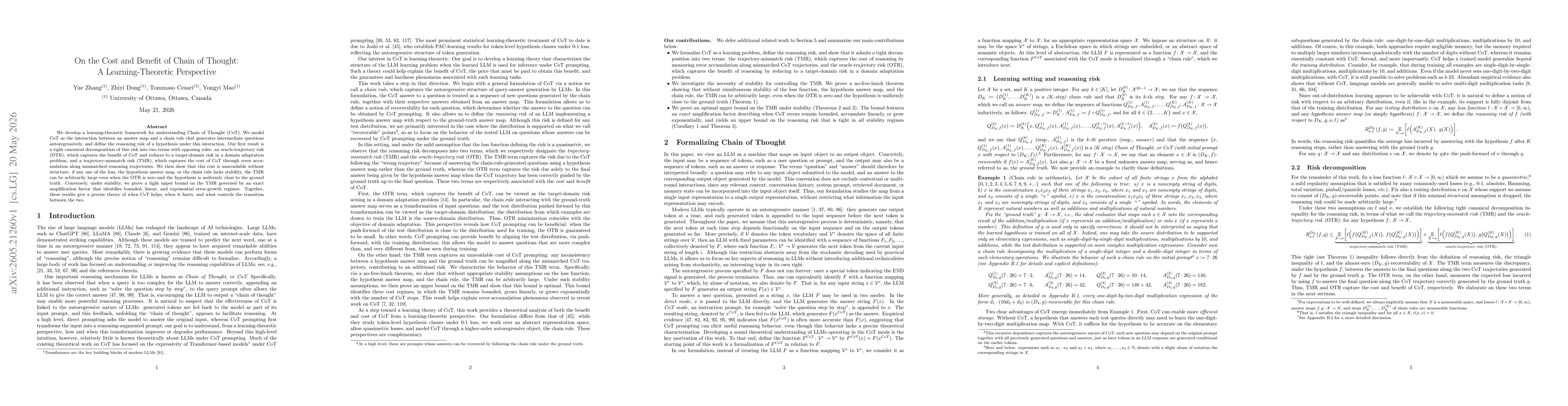 Thumbnail for On the Cost and Benefit of Chain of Thought: A Learning-Theoretic Perspective