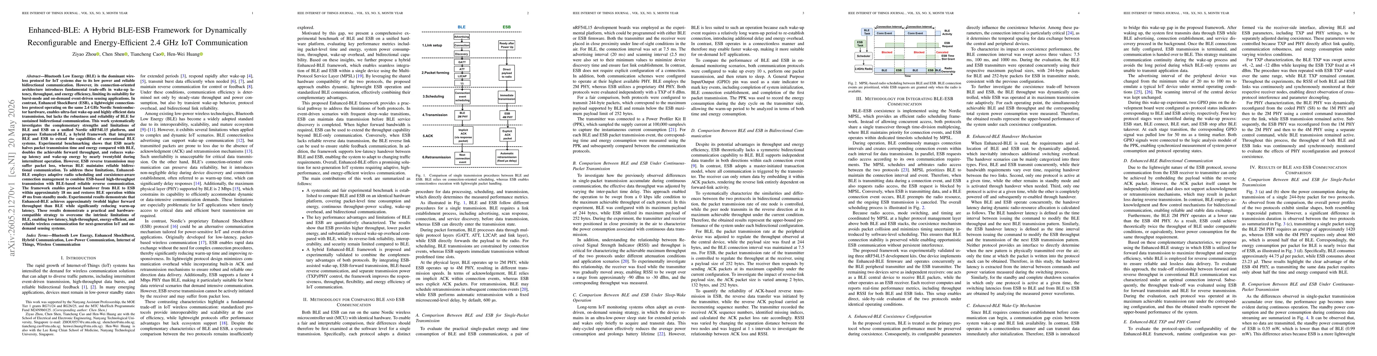 Thumbnail for Enhanced-BLE: A Hybrid BLE-ESB Framework for Dynamically Reconfigurable and Energy-Efficient 2.4 GHz IoT Communication